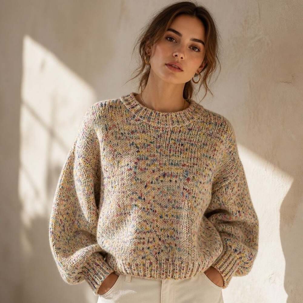 Mainstrip Women's Speckled Rainbow Confetti Pullover Sweater